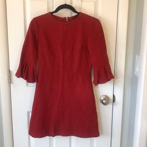 Red Bell-Sleeve Dress